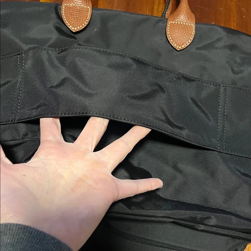 Longchamp Black Bag with Brown Trim